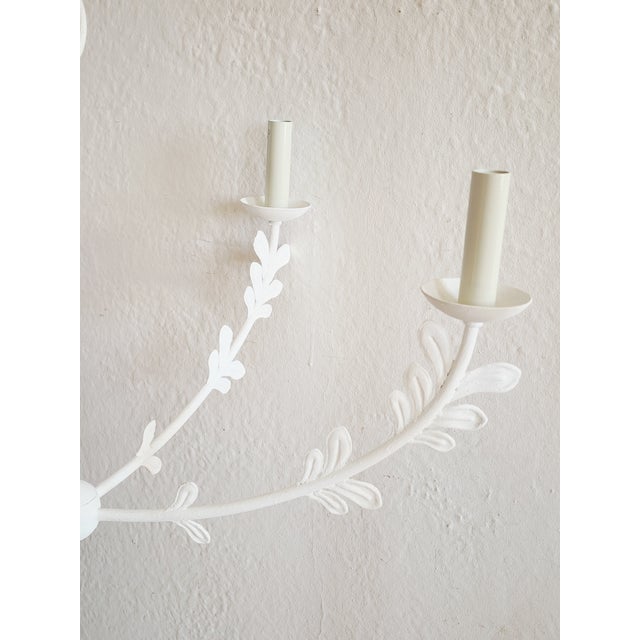 Florian Troy Lighting White Gesso Leaf Motif Chandelier For Sale In New York - Image 6 of 12