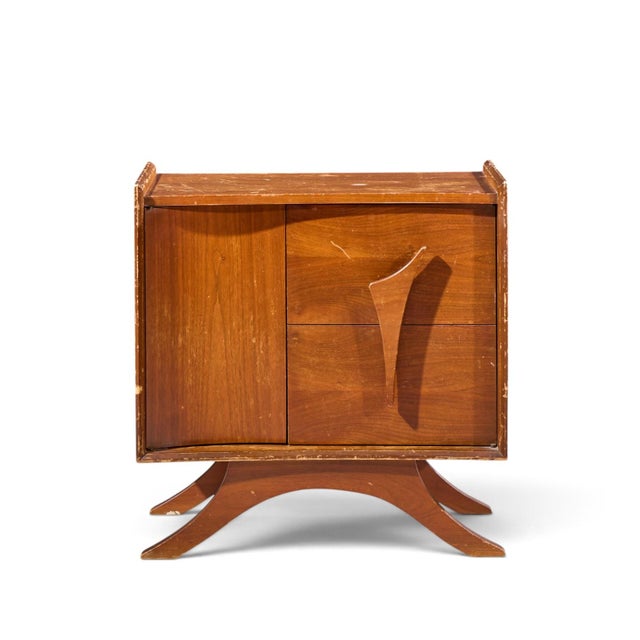 Wood Vladimir Kagan Style Mid Century Sculptural Walnut Nightstands - Pair For Sale - Image 7 of 11