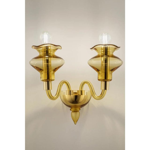 Amber Murano Glass Sconce with Linear Design by Simoeng for Simoeng For Sale - Image 4 of 5