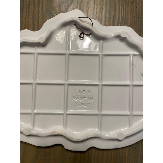 Green 1970s Italian Green and White Majolica Cauliflower Trivet Wall Decor For Sale - Image 8 of 12