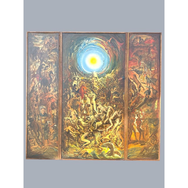 Konrad Josef Müller, Religious Triptych, 1950s, Painting on Wood, in Good conditions. Designed 1950 to 1959 This piece has...