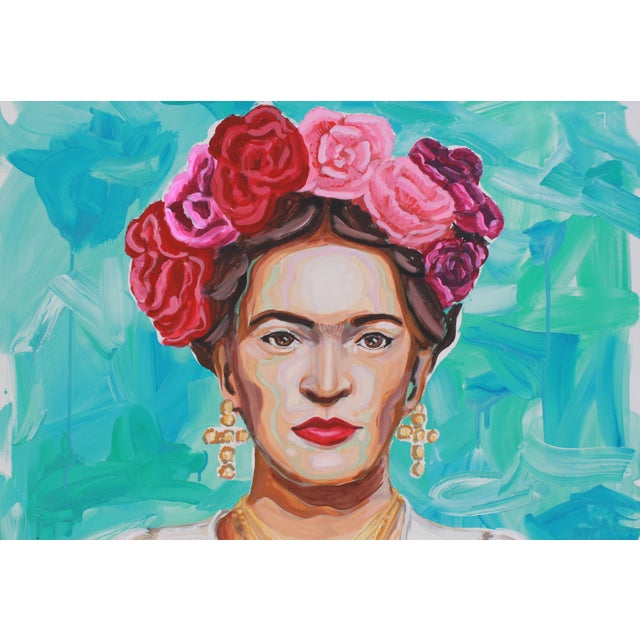 Contemporary Frida in White Original Large Painting For Sale - Image 3 of 6