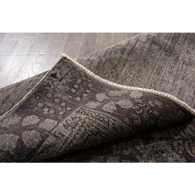 Early 20th Century Vintage Overdyed Distressed Gray Handmade Wool Rug For Sale - Image 4 of 5