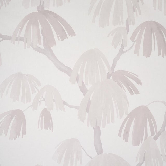 Sample - Schumacher X David Kaihoi Weeping Pine Wallpaper in Cloud For Sale