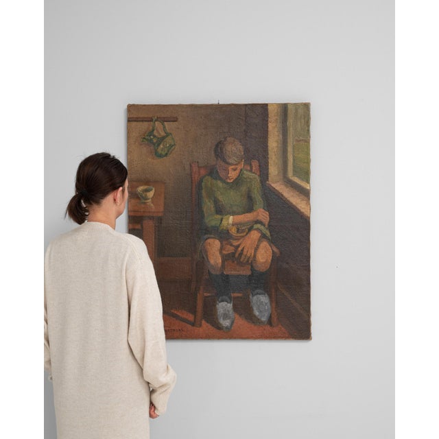 20th Century Belgian Realist Painting Of Boy For Sale - Image 17 of 18