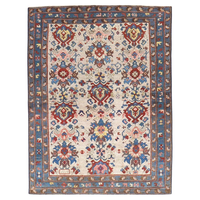 A late 19th-century Caucasian Zeychour Kuba rug. Measures: 4.3'' x 5.3'' A subtype of the Kuba rug, antique Seychour (also...