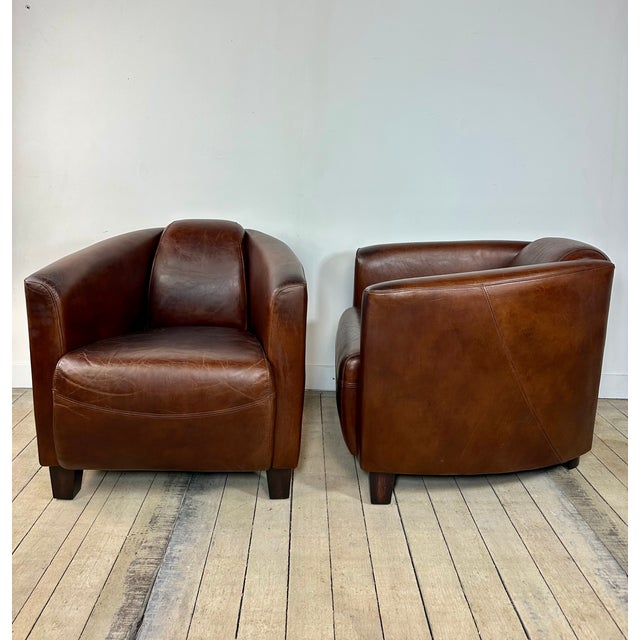 Havana Club Chairs in Patinated Leather, 2000s, Set of 2 For Sale - Image 4 of 11