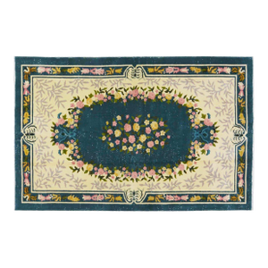 Vintage Chinese Art Deco Knotted Wool Rug, 5'x7'8''
