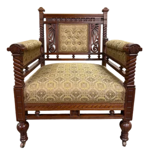 Antique Victorian Eastlake Library Chair Lounge Chair Armchair