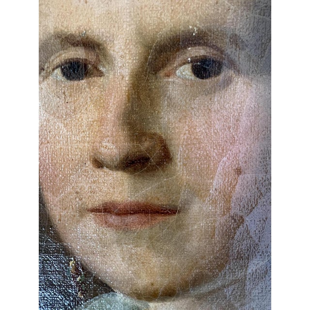 Captain's Wife Portrait, 1800s, Oil on Canvas For Sale - Image 4 of 14