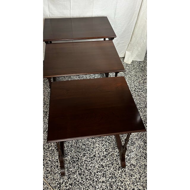 Wood Ethan Allen Mahogany Nesting Tables For Sale - Image 7 of 7
