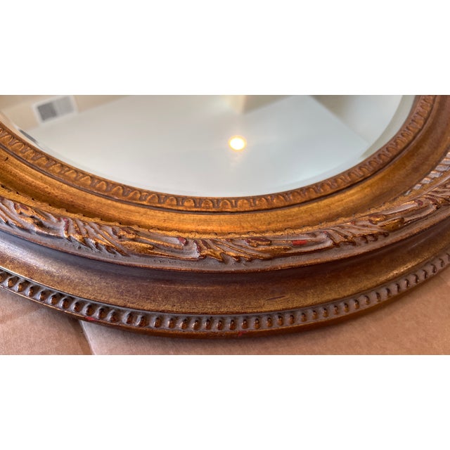 French Louis XVI Style Gold Oval Wall Mirror For Sale - Image 17 of 18