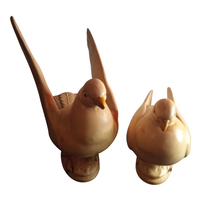 Pair of Vintage 1980s Royal Haeger Usa 649 650 Doves Figurines For Sale