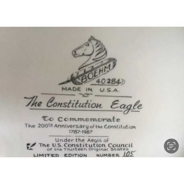 1980s The Constitutional Eagle #40284 Limited Edition Boehm Porcelain For Sale - Image 10 of 11