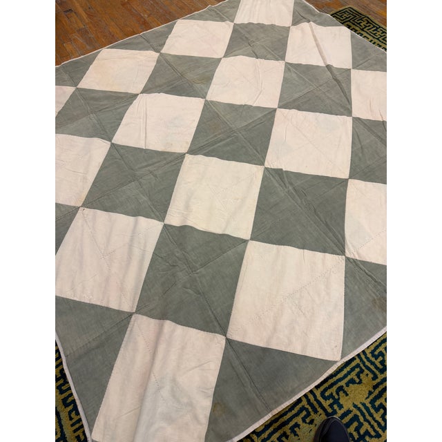 American 1920s Antique Quilt American Usa Allover Checkerboard Geometric Square Handmade Blanket For Sale - Image 3 of 11