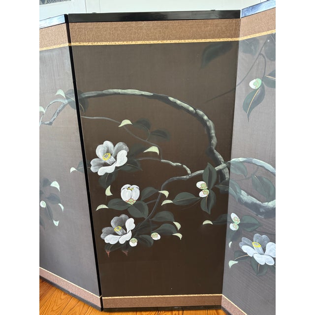 The signature and red seal (落款, rakkan) confirm this screen as an authentic vintage Japanese work signed 「雪村」 (Sesson)....