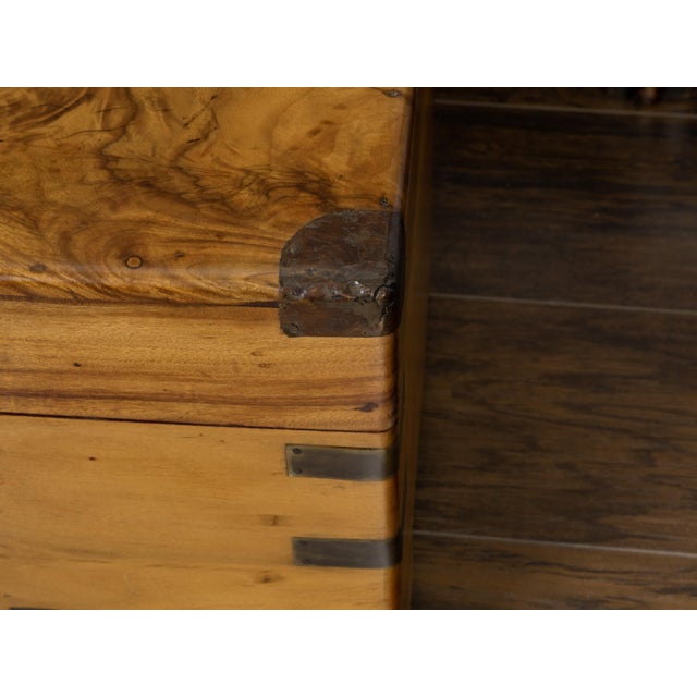 English 1890s Camphor Wood Small Trunk with Brass Accents and Bracket Feet For Sale - Image 9 of 10