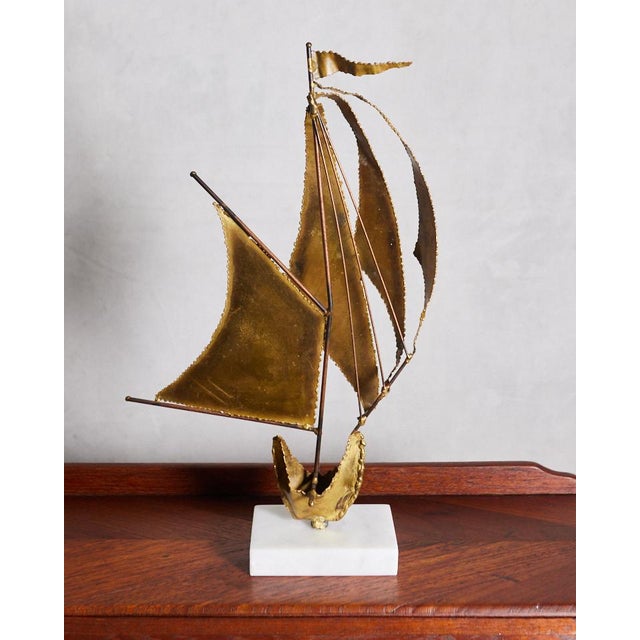 Brass and Marble Sailboat Sculpture For Sale In Dallas - Image 6 of 10
