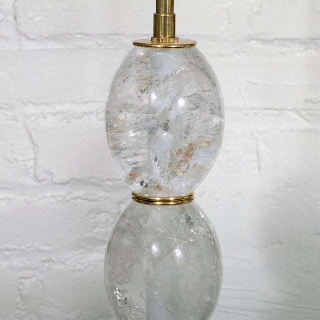 2000 - 2009 Pair of rock crystal table lamps For Sale - Image 5 of 7
