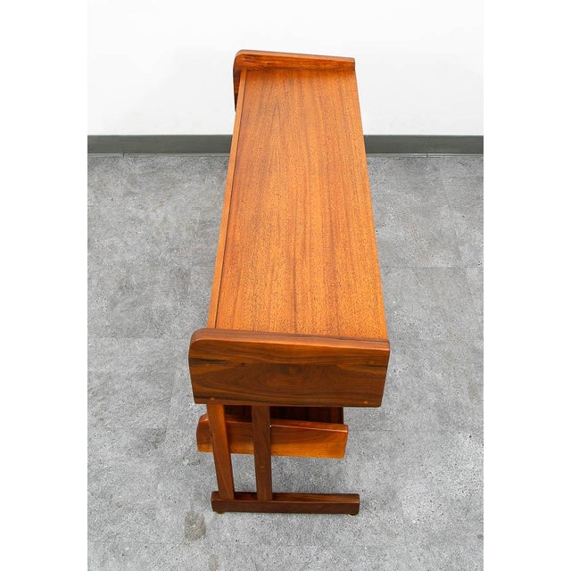 Wood Mid Century Danish Modern Console Table Entryway Storage Walnut Shelving MCM For Sale - Image 7 of 11