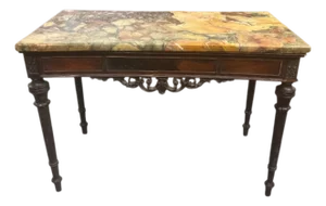 A 19th-Century French Carved Wooden Table With a Breche De Vendome Marble Top