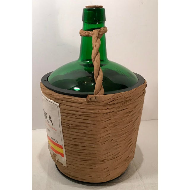 Vintage Spanish Wicker Covered Wine Bottle | Chairish