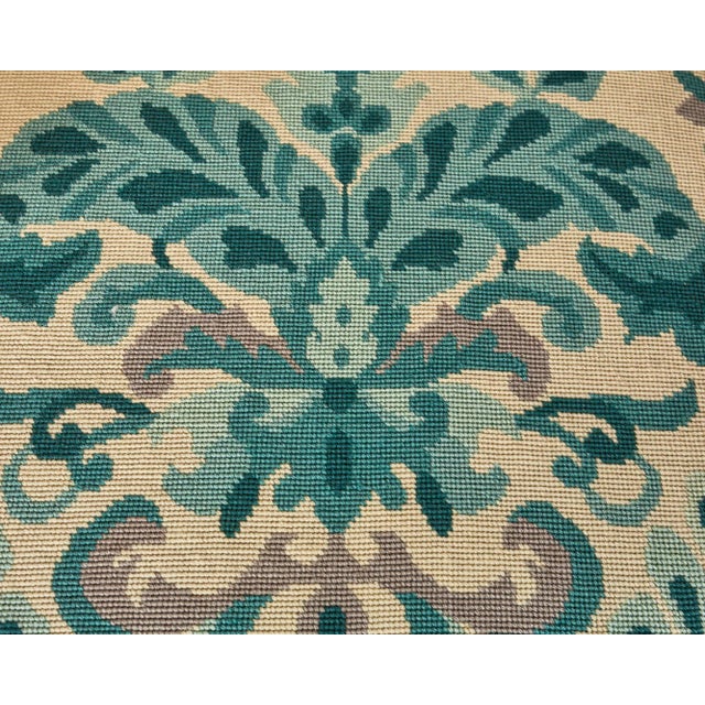 Tan Pair of Louis XVI Style Walnut Caned Needlepoint Lounge Chairs For Sale - Image 8 of 13