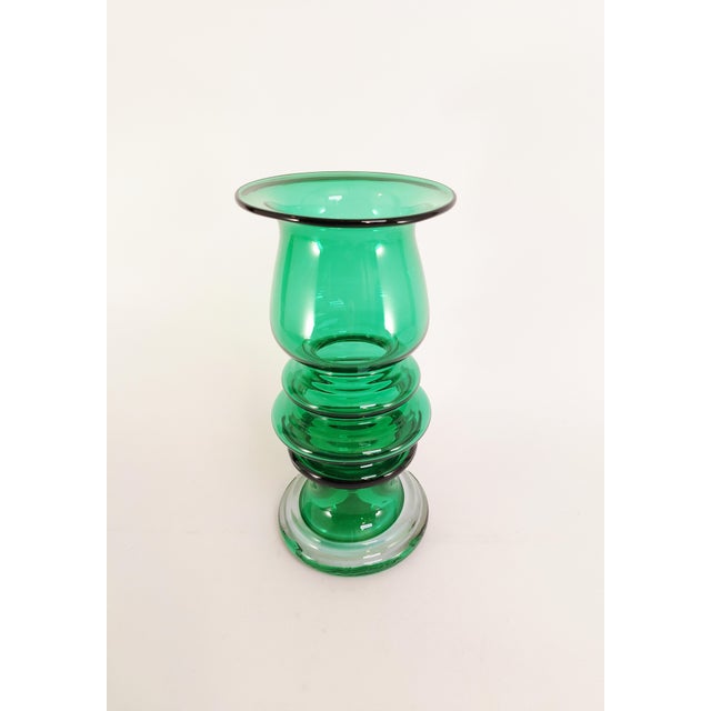 A striking emerald-green vase from the Tornado series. Designed by Tamara Aladin for Riihimäen Lasi, Finland and produced...