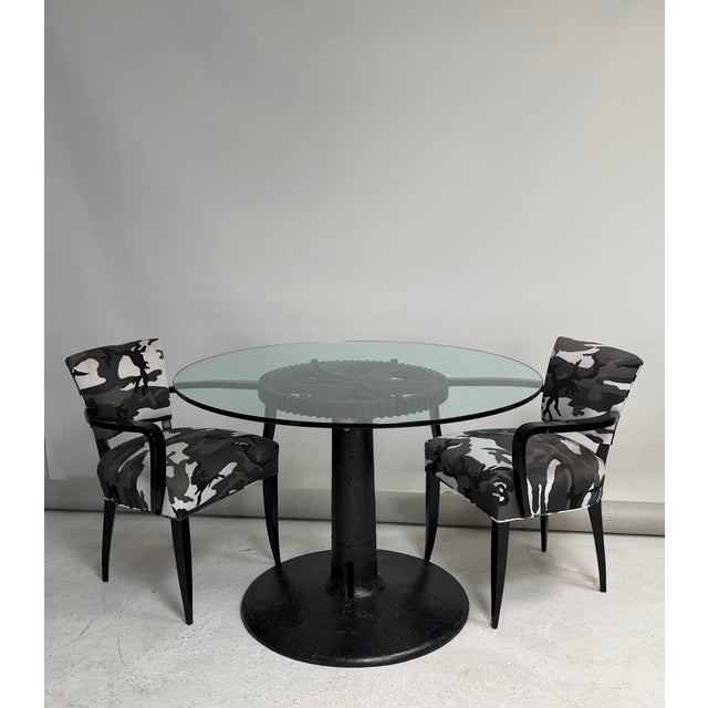 1920s 1920s Industrial Pedestal Table With Glass Top For Sale - Image 5 of 12