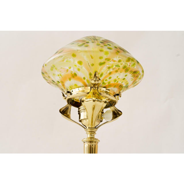 Antique Table Lamp with Loetz Glass Shade, 1908 For Sale - Image 15 of 17