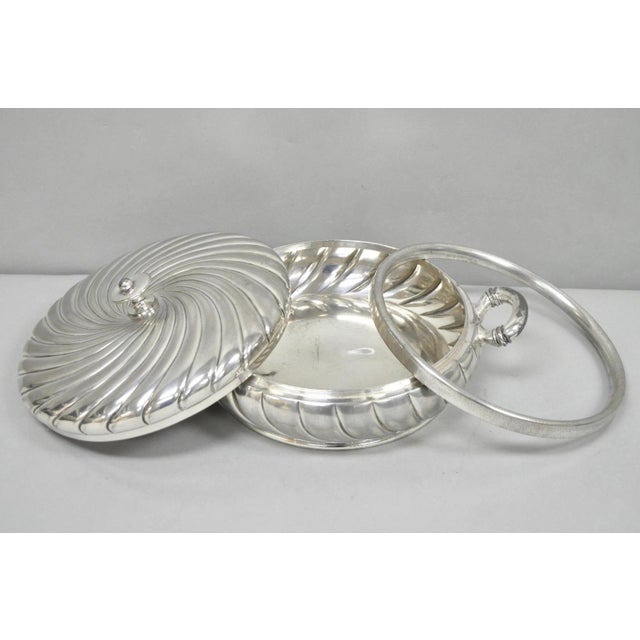 Antique Victorian Meriden B Co Spiral Swirl Silver Plated Covered Serving Dish Tureen - a Pair For Sale - Image 13 of 18