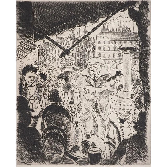 Pierre FALKE (1884-1947) Paintings of Paris: On the terrace, 1927 Original etching Unsigned Limited to 225 unnumbered...