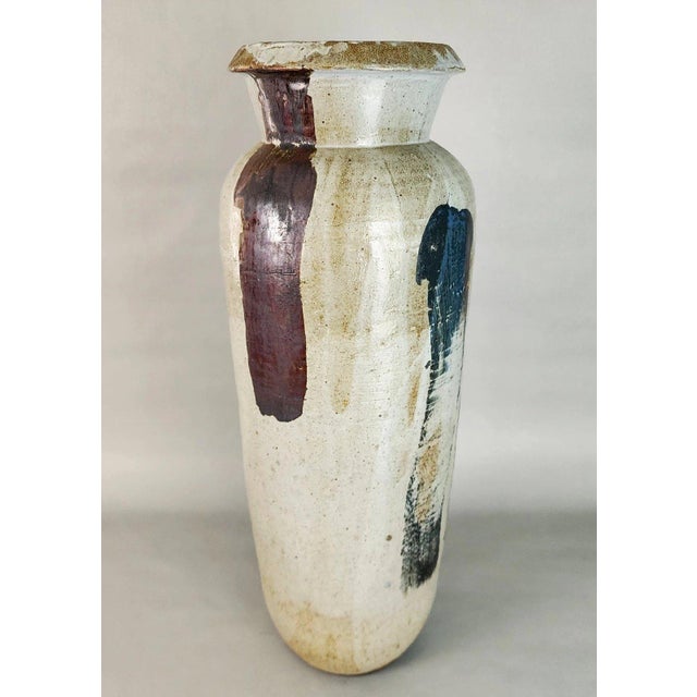 1990s MCM Signed Studio Pottery Vase Large 23" For Sale - Image 5 of 12