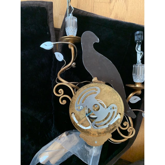 Glass Italian Banci Crystal Bird Sconces - A Pair For Sale - Image 7 of 8