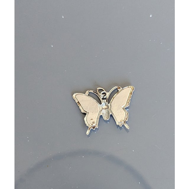 Figurative 1990s Abalone Framed in Silver Tone Butterfly Pendant For Sale - Image 3 of 3