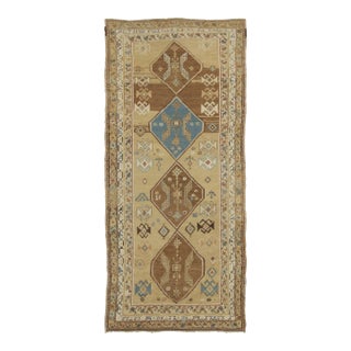 Antique Persian Kurdish Runner Rug With Geometric Medallion Design - Rug & Kilim For Sale