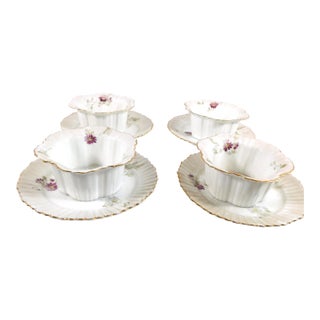 1930s Rosenthal Hand Painted Ramekin Dishes With Underplates - Set of 4 For Sale