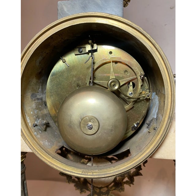 Antique 19th C French a Paris Louis XVI Ornate Ormolu Bronze Marble Mantle Clock For Sale - Image 15 of 16
