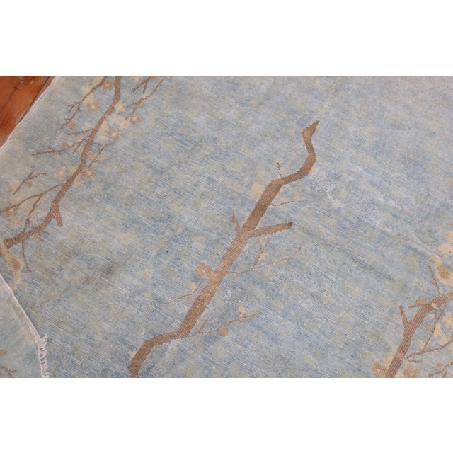Powder Blue Oval Chinese Rug For Sale - Image 10 of 12