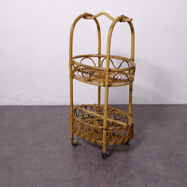 Vintage Bamboo Liquor Trolley, 1950s For Sale - Image 10 of 13