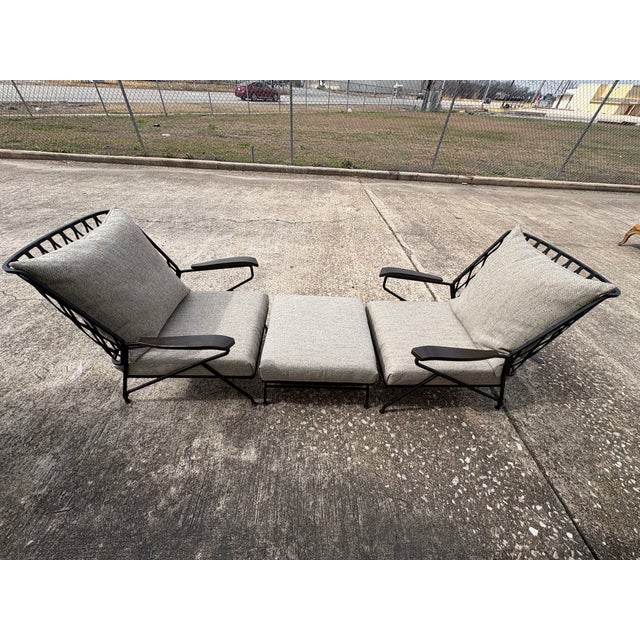 Pair of Italian Maurizio Tepestini Wrought Iron Chairs and Ottoman For Sale - Image 13 of 14