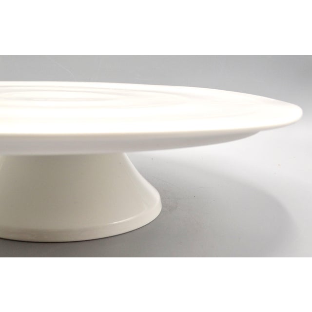 Modern Antique French White Ironstone Cake Stand on Pedestal For Sale - Image 3 of 8
