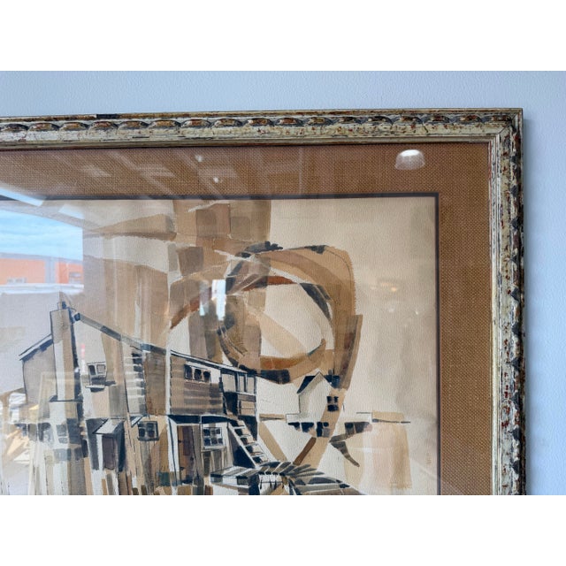 1970s 1970’s J. Peter Hummel Expressionist Abstract Architectural Watercolor Painting – Framed Under Glass For Sale - Image 5 of 12