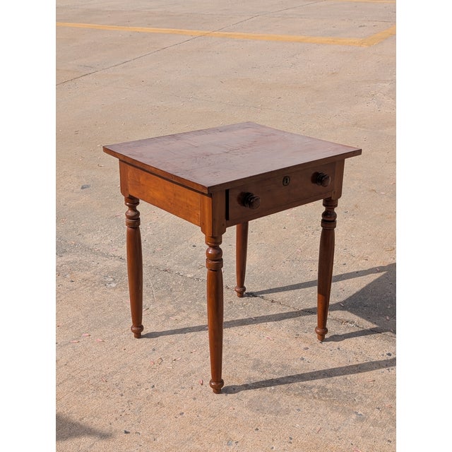 Late 19th Century Early 19th Century Antique Sheraton Style Cherry Single Drawer Side Table For Sale - Image 5 of 7