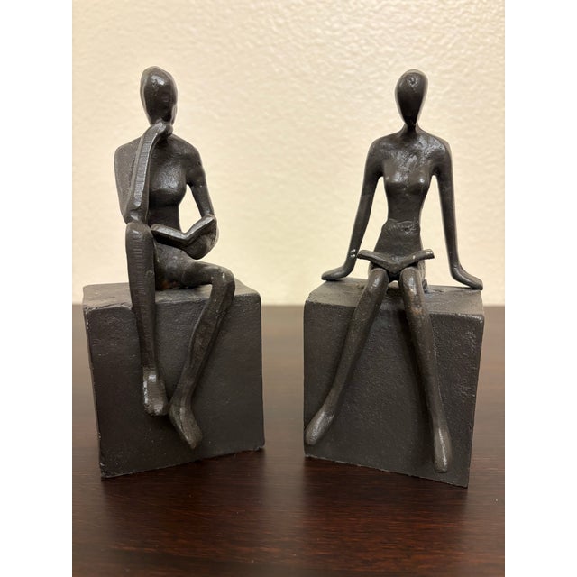 Mid-Century Modern Iron Statuesque Bookends, a Pair For Sale - Image 3 of 4