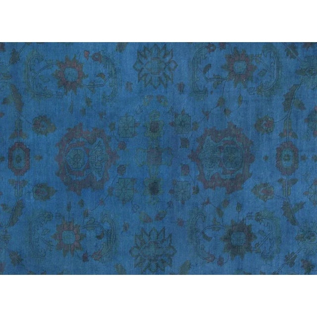 Contemporary 1990s Shabby Chic Over Dyed Blue Wool Large Rug For Sale - Image 3 of 8