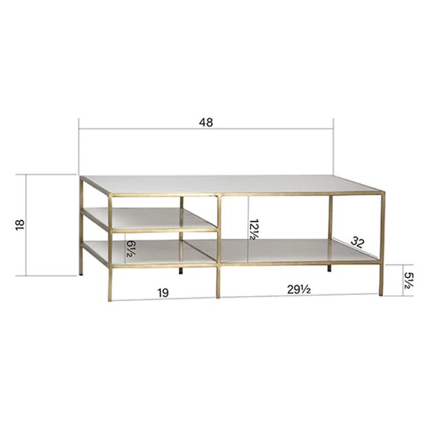 Contemporary Marble & Brass Coffee Table W/Shelves For Sale - Image 3 of 3