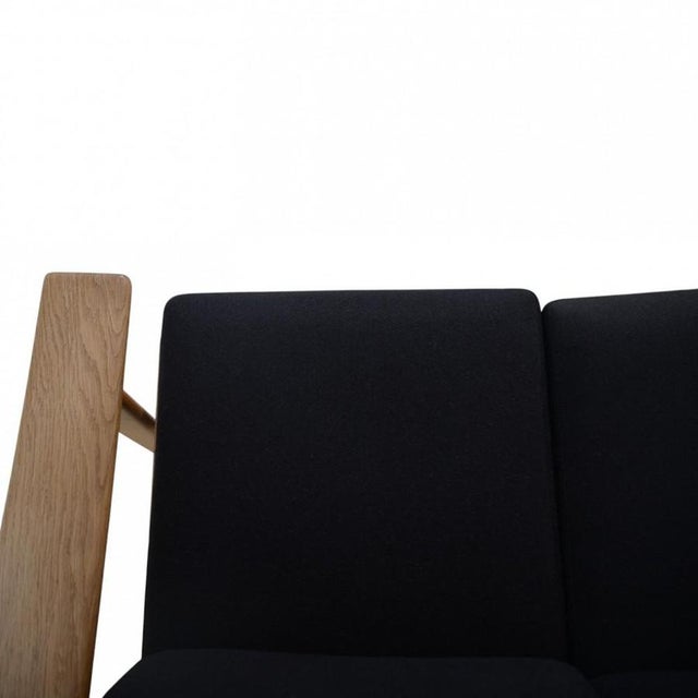 Black GE290 Three-Seater Sofa in Oak and Black Fabric by Hans Wegner, 2000s For Sale - Image 8 of 18