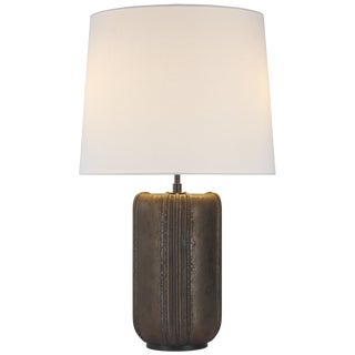 Thomas O'Brien for Visual Comfort Signature Minx Large Table Lamp in Crystal Bronze with Linen Shade For Sale