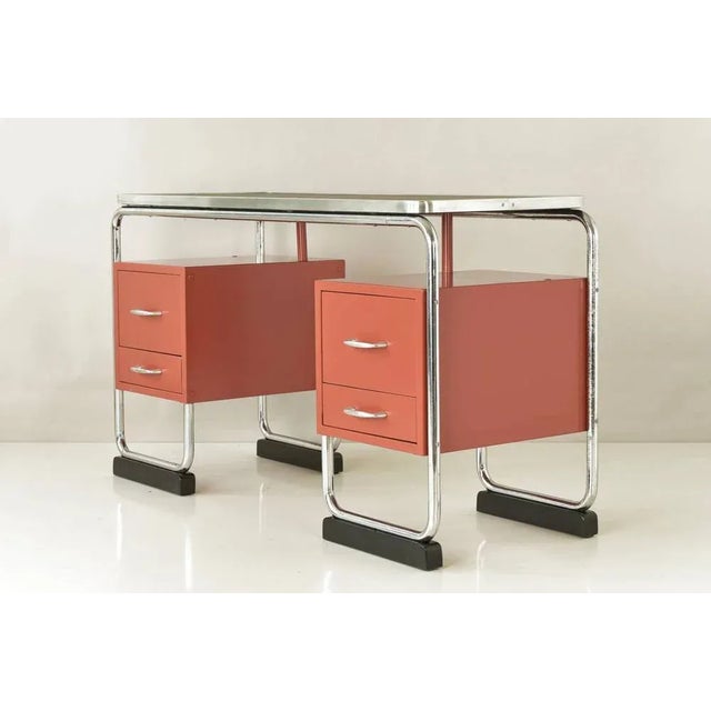 Mid-Century Modern Tubular Steel Desk, Germany, 1950s For Sale - Image 3 of 14